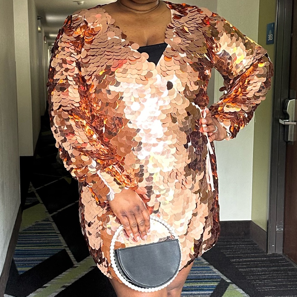 Sequin Dress with Long Sleeves